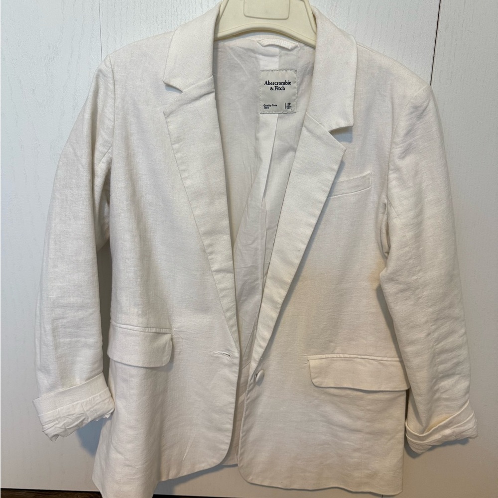 Abercrombie & Fitch White Blazer Lightweight Cotton